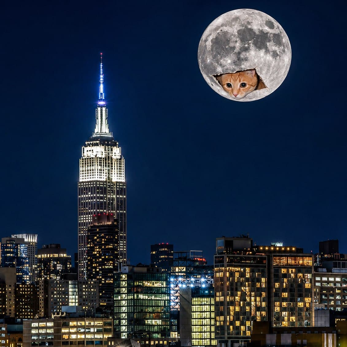 Ceiling Cat peeking through the moon